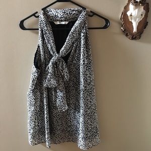Old Navy Black/White Printed Bow Tie Tank